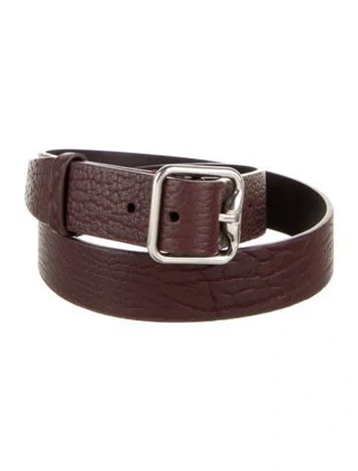 Pre-owned Burberry Leather Belt In Burgundy