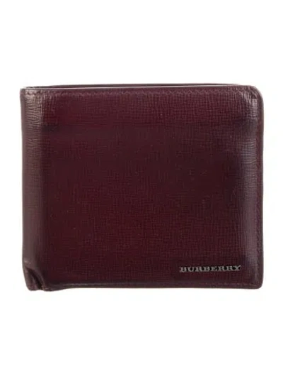 Pre-owned Burberry Leather Bifold Wallet In Burgundy