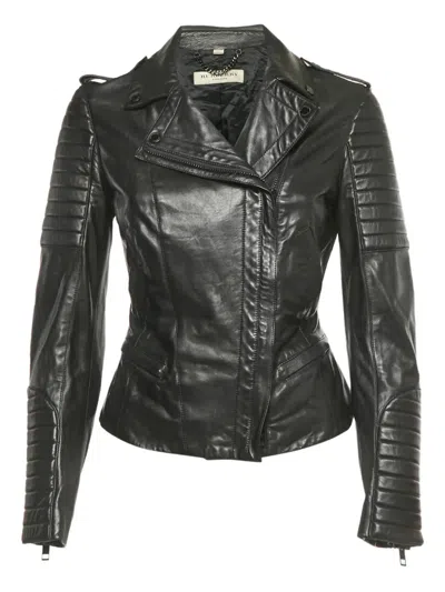 Pre-owned Burberry Leather Biker Jacket In Black