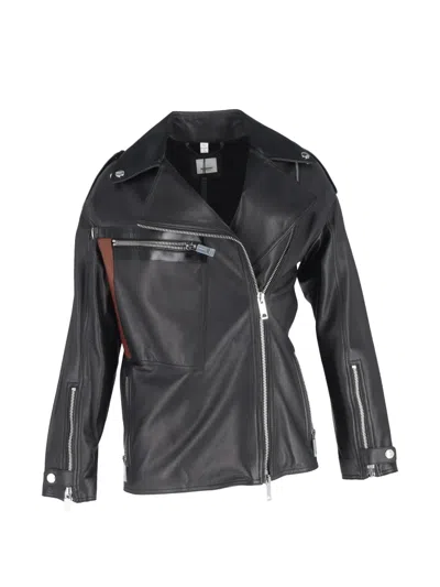 Pre-owned Burberry Leather Biker Jacket In Black