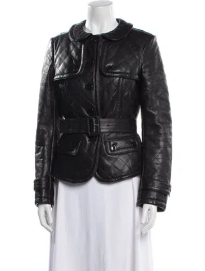Pre-owned Burberry Leather Biker Jacket In Black