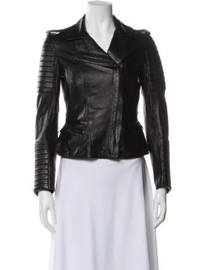 Pre-owned Burberry Leather Biker Jacket In Black