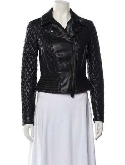 Pre-owned Burberry Leather Biker Jacket In Black