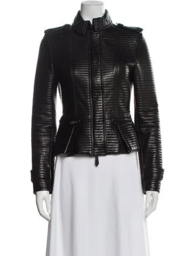 Pre-owned Burberry Leather Biker Jacket In Black