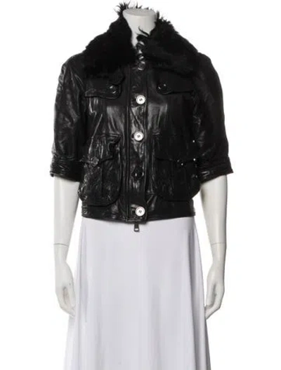 Pre-owned Burberry Leather Biker Jacket In Black