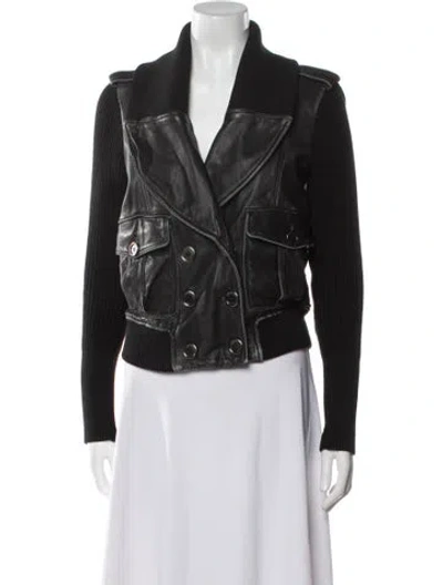 Pre-owned Burberry Leather Biker Jacket In Black