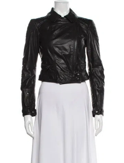 Pre-owned Burberry Leather Biker Jacket In Black
