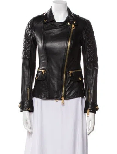 Pre-owned Burberry Leather Biker Jacket In Black