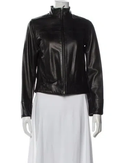 Pre-owned Burberry Leather Biker Jacket In Black