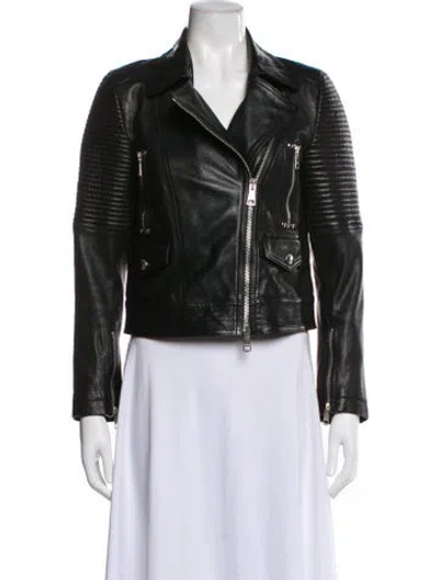 Pre-owned Burberry Leather Biker Jacket In Black