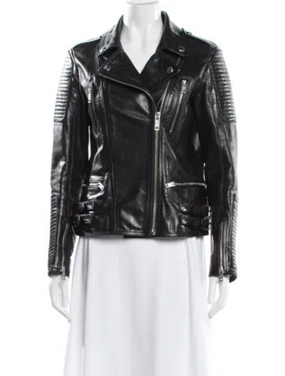 Pre-owned Burberry Leather Biker Jacket In Black