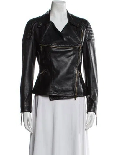 Pre-owned Burberry Leather Biker Jacket In Black