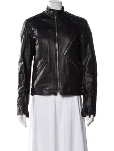 Pre-owned Burberry Leather Biker Jacket In Black