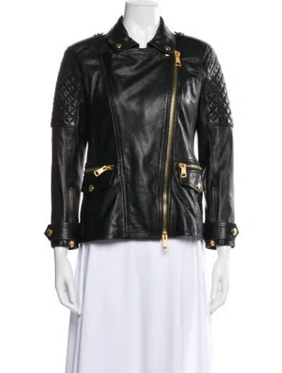 Pre-owned Burberry Leather Biker Jacket In Black