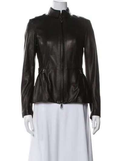 Pre-owned Burberry Leather Biker Jacket In Black