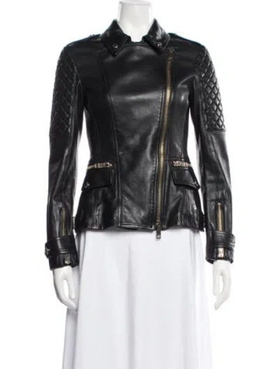 Pre-owned Burberry Leather Biker Jacket In Black