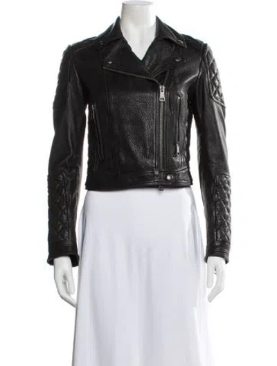 Pre-owned Burberry Leather Biker Jacket In Black