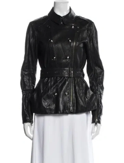 Pre-owned Burberry Leather Biker Jacket In Black