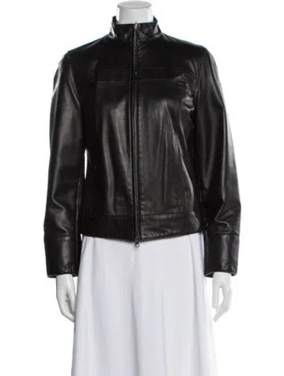 Pre-owned Burberry Leather Biker Jacket In Black