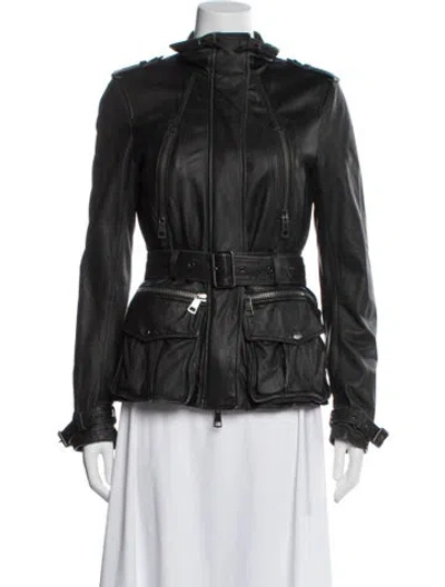 Pre-owned Burberry Leather Biker Jacket In Black