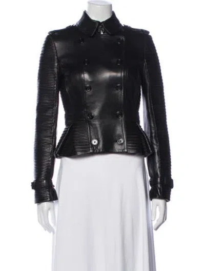 Pre-owned Burberry Leather Biker Jacket In Black