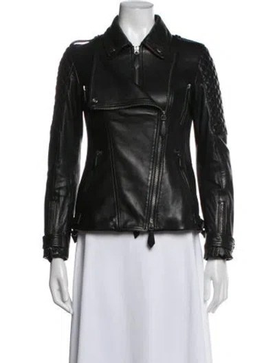 Pre-owned Burberry Leather Biker Jacket In Black