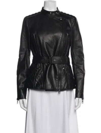 Pre-owned Burberry Leather Biker Jacket In Black