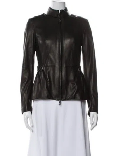 Pre-owned Burberry Leather Biker Jacket In Black