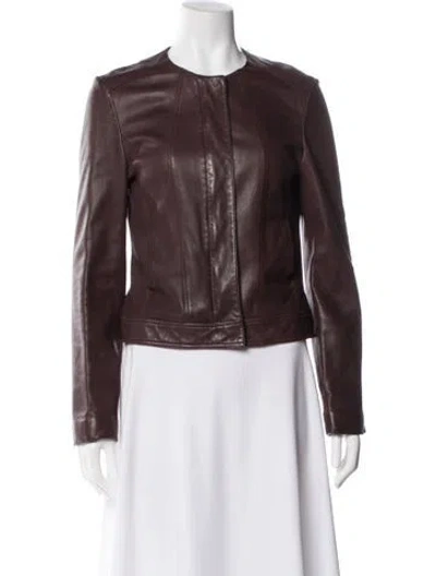 Pre-owned Burberry Leather Biker Jacket In Brown