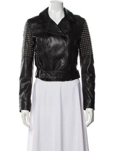 Pre-owned Burberry Leather Biker Jacket In Gray