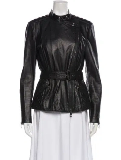 Pre-owned Burberry Leather Biker Jacket In Gray