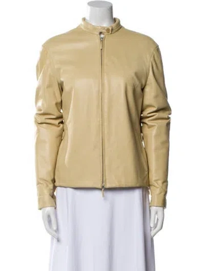 Pre-owned Burberry Leather Biker Jacket In Neutral