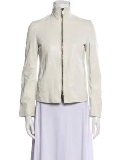 Pre-owned Burberry Leather Biker Jacket In Neutral