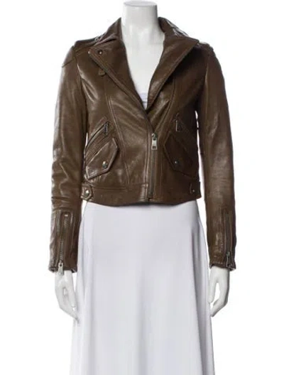 Pre-owned Burberry Leather Biker Jacket In Neutral