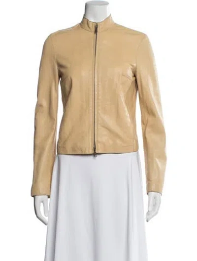 Pre-owned Burberry Leather Biker Jacket In Neutral