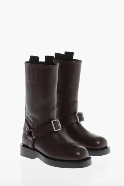 BURBERRY LEATHER BIKER MID BOOTS