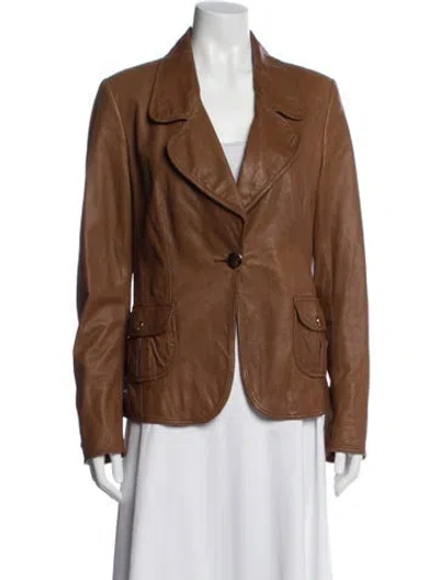 Pre-owned Burberry Leather Blazer In Brown