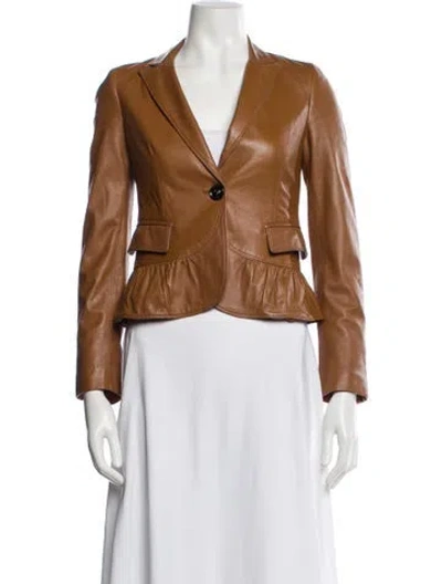 Pre-owned Burberry Leather Blazer In Brown