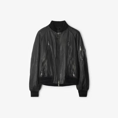 Burberry Leather Jacket In Black