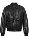 Burberry Men's Leather Bomber Jacket In Black