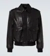 Burberry Men's Leather Bomber Jacket In Black