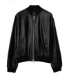 Burberry Drop-shoulder Leather Bomber Jacket In Black