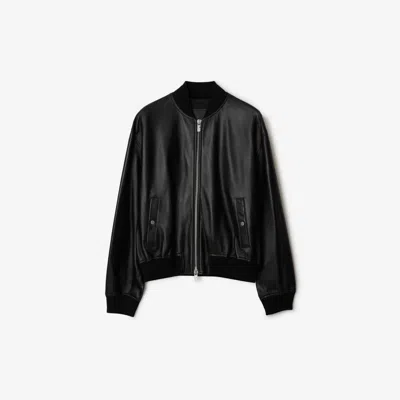 BURBERRY BURBERRY LEATHER CRANLEY BOMBER JACKET