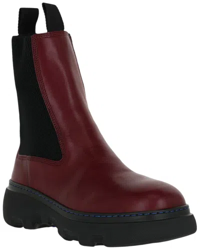 Burberry Leather Boot In Red