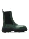 Burberry Round-toe Leather Boots In Green