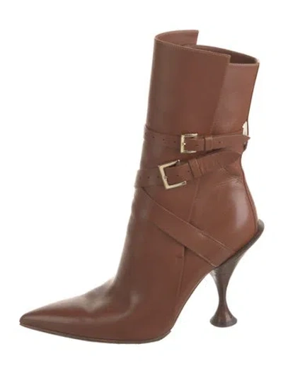 Pre-owned Burberry Leather Boots In Brown