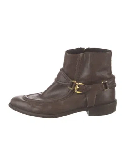 Pre-owned Burberry Leather Boots In Brown