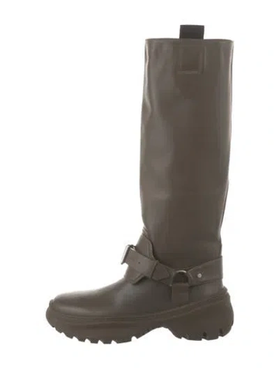 Pre-owned Burberry Leather Boots W/ Tags In Green