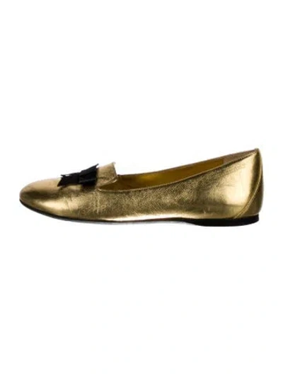 Pre-owned Burberry Leather Bow Accents Ballet Flats