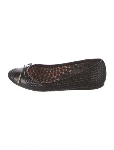 Pre-owned Burberry Leather Bow Accents Ballet Flats In Brown